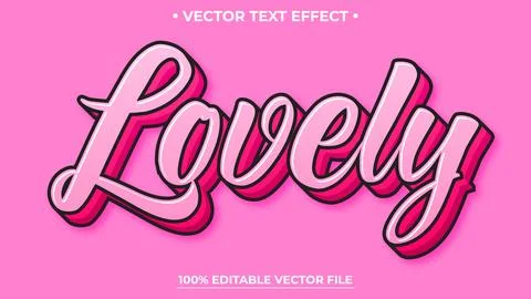 Lovely Valentine 3d editable text effect Pink text effect mockup template Illustrazione stock