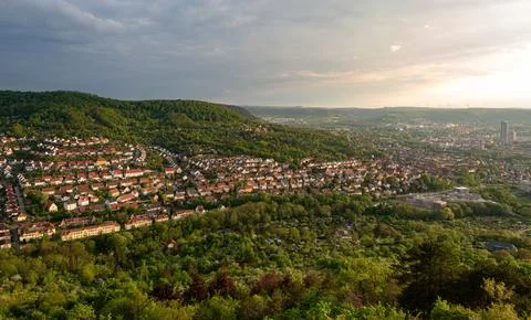 Lovely view onto Jenas nature while a hike across kernberge at summer Stock Photos