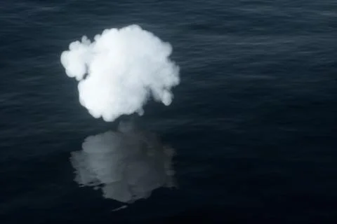 The lovely white cloud on the ocean, 3d rendering. Stock Illustration