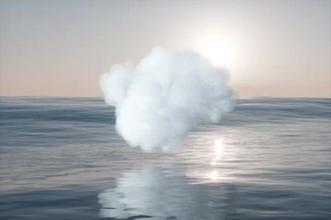 The lovely white cloud on the ocean, 3d rendering. イラスト素材