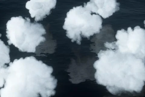 The lovely white cloud on the ocean, 3d rendering. Illustrazione stock