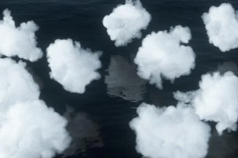 The lovely white cloud on the ocean, 3d rendering. イラスト素材