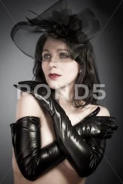 Lovely woman retro widow portrait fashion Stock Photos