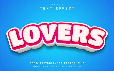 Lover cartoon text effect editable Stock Illustration