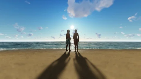 Lover couple on the beach Stock Footage 107275475