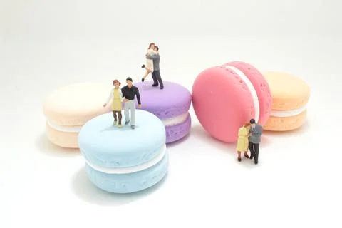 A lover figure stand on the macaron Fotos Stock