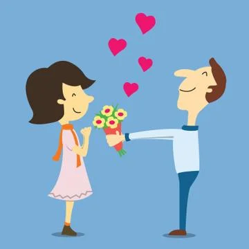 Lover give flower Stock Illustration