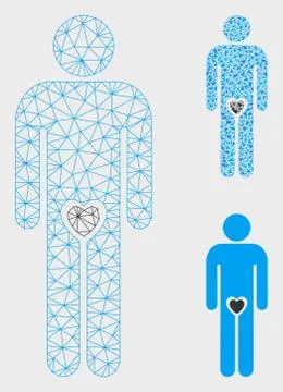 Lover Guy Vector Mesh Network Model and Triangle Mosaic Icon Stock Illustration