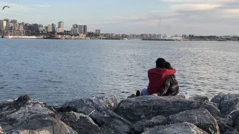Lover having fun with sea waves Stock Footage 146046107