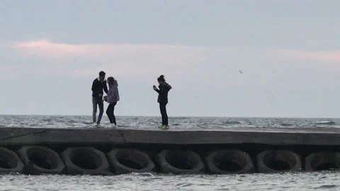 Lover having fun with sea waves Stock Footage 146413340