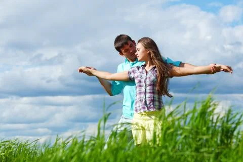 Lover hug in the sky Foto stock