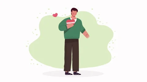 lover man with chocolates box animation | Stock Video | Pond5