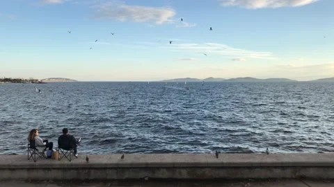Lover sitting on the beach Stock Footage 145911461
