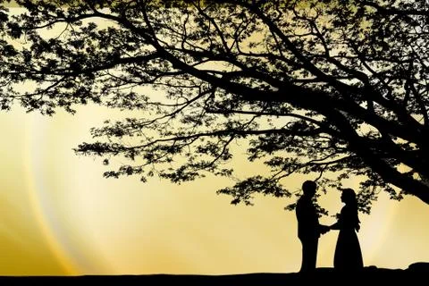 Lover under the tree Stock Photos