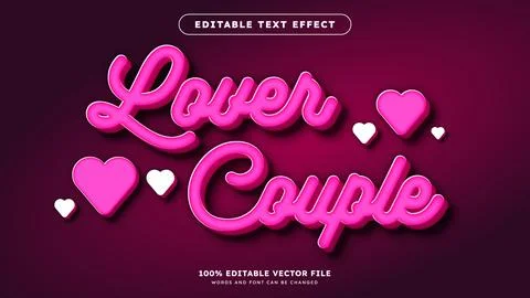 Lover for valentines text effect with gradient pink background 3d editable .. Stock Illustration
