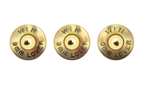 Lover weapons 9 mm. Caliber of bullets icon rim, primer mall-arms cartridge Stock Illustration