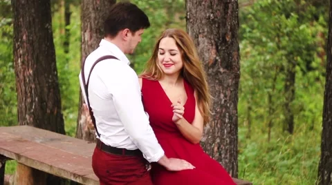The lovers are in the woods Stock Footage 67922091
