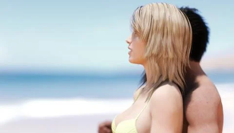 Lovers on the beach Stock Illustration