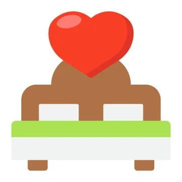 Lovers bed with heart flat icon, valentines day イラスト素材