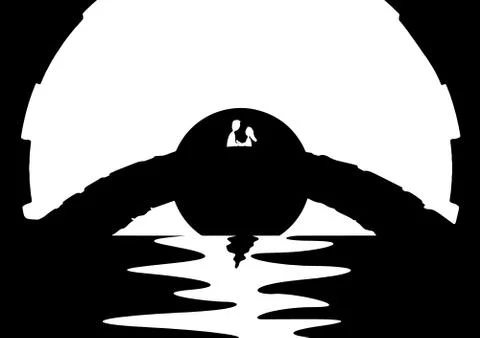 Lover's Bridge Silhouette Stock Illustration