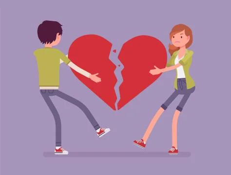 Lovers broken heart Illustrazione stock