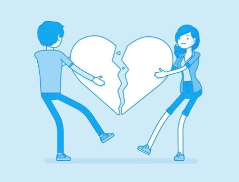 Lovers broken heart Illustrazione stock