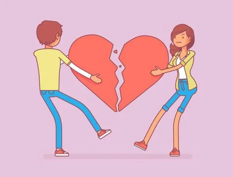 Lovers broken heart Illustrazione stock