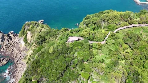 Lovers Cape | Walking Path | Observation Deck | Green Forest Stock Footage 328982917