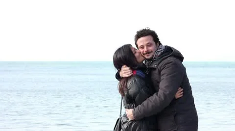 Lovers at coast Stock Footage 10798582