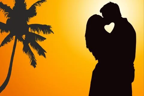 Lovers couple at background Stock Illustration