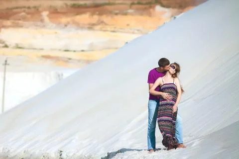 Lovers in desert Stock Photos