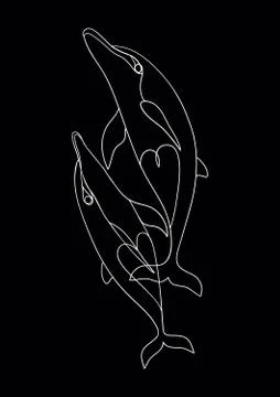 Lovers of dolphins. Illustrazione stock