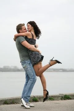 Lovers embraces Stock Photos