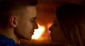 The lovers faces close up portrait view by the fireplace background 4k or 4k+ Resolution