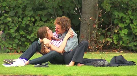 Lovers on the grass Stock Footage 8927471