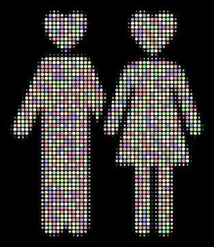 Lovers Halftone Collage of Circles Illustrazione stock