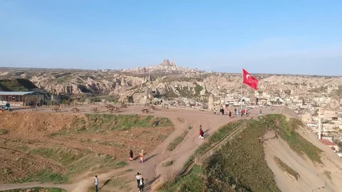  LOVER'S HILL SUNSET in cappadocia Stock Footage 124596846