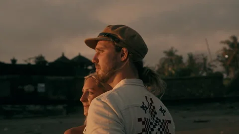 Lovers Hugging and watching the sunset Stock Footage 269273444