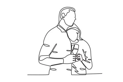Lovers hugging at dinner Stock Illustration