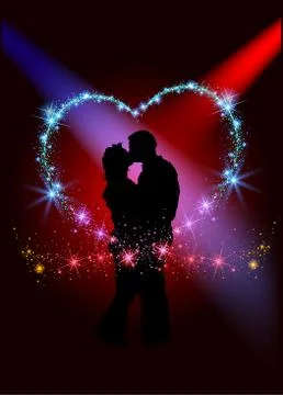 Lovers inside the sparkling heart Stock Illustration
