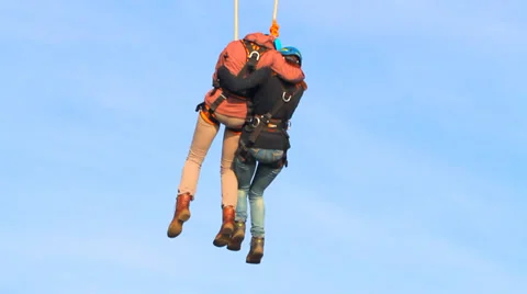 Lovers jumping from the bridge Stock Footage 37220547