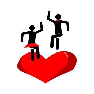 Lovers. Jumping on the trampoline. Illustrazione stock