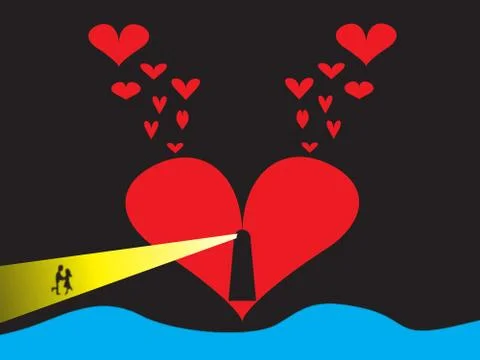 Lover's Lighthouse Stock Illustration