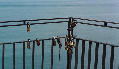 Lover's Locks Almafi Coast Stock Photos