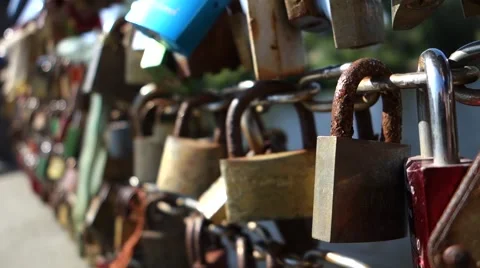 Lovers Locks in the Wind  Stock Footage 40423702