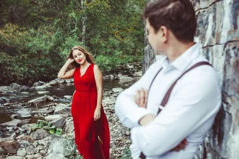 Lovers in nature Stock Photos