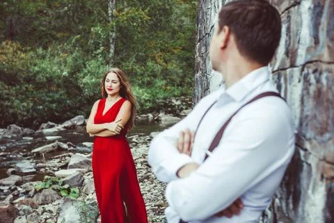 Lovers in nature Stock Photos