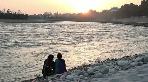 Lovers near river Video stock 13662294
