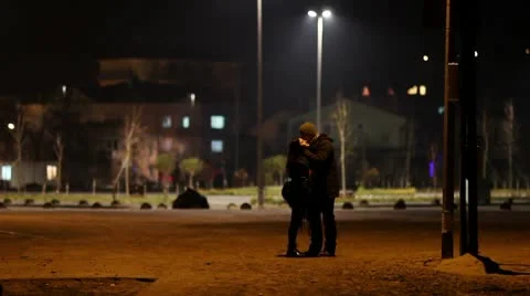 Lovers at night Stock Footage 10799020
