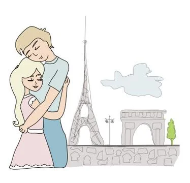 Lovers in Paris 스톡 일러스트